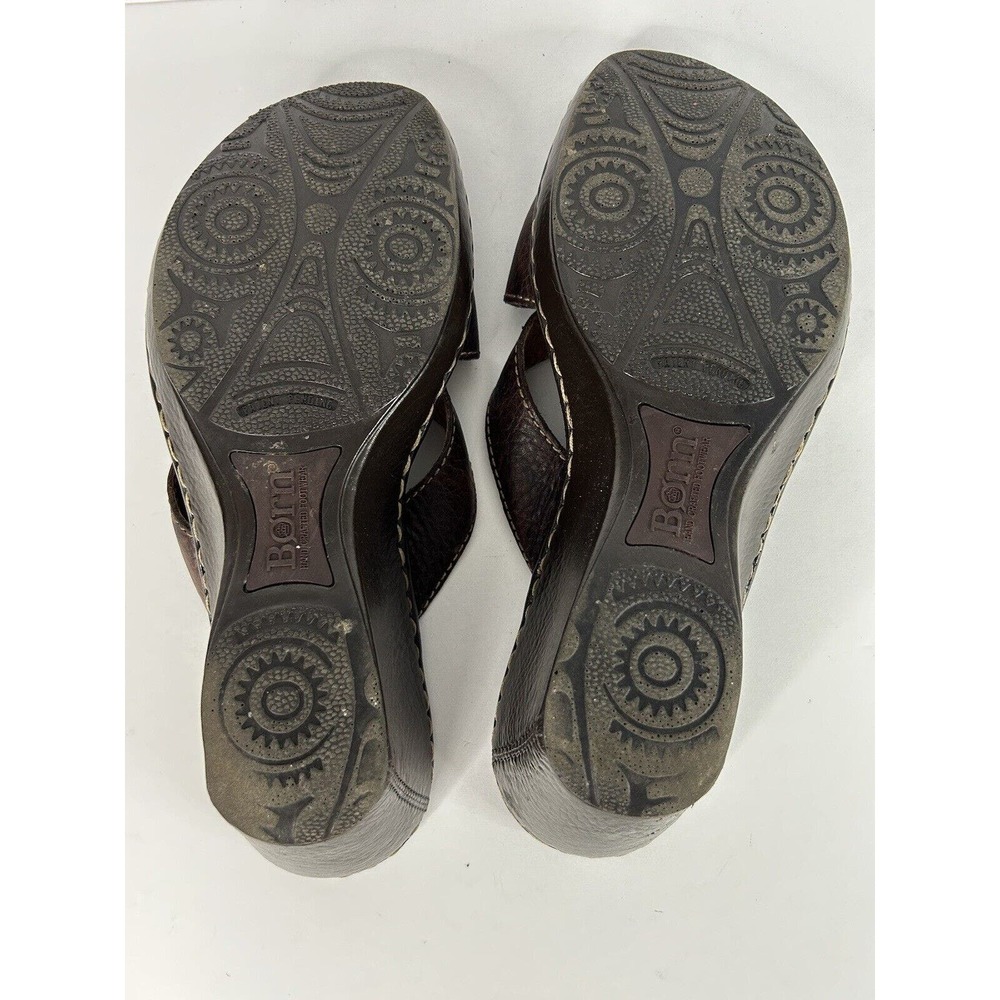 Born Sandals Brown Leather Open Toe Wedge Sandals Straps Size 9/40.5 - Picture 7 of 7